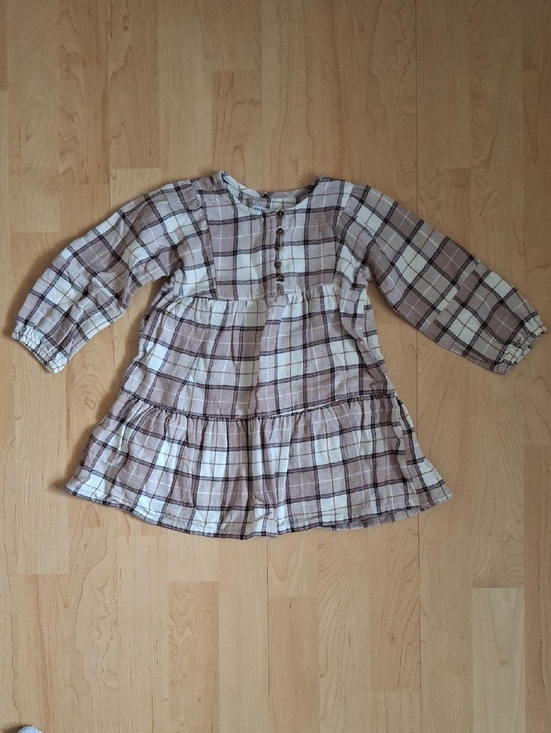 Old Navy Other - Old Navy Toddler Plaid Flannel Dress in Cream and Brown Size 2T